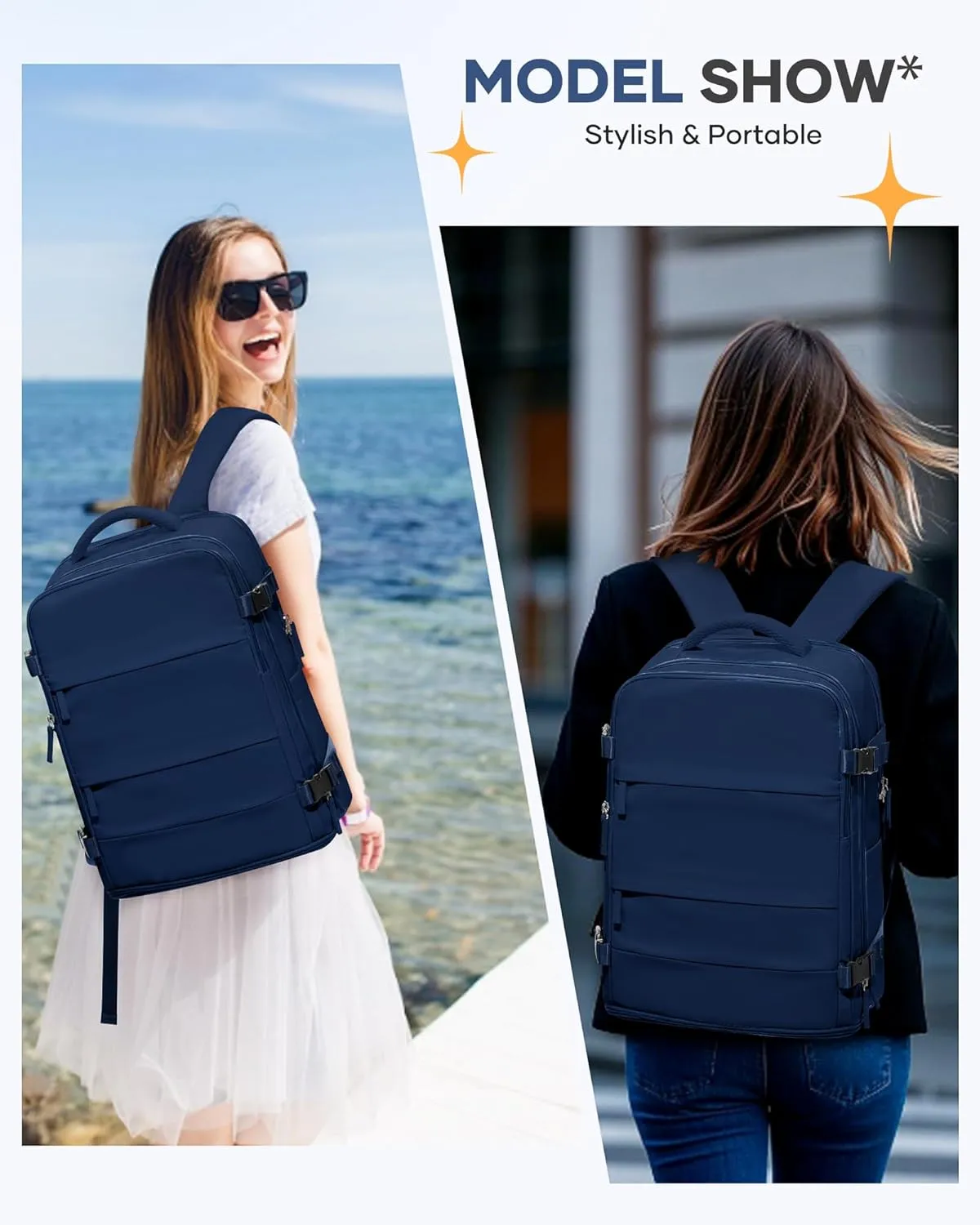 coofay Travel Backpack Carry On Backpack Personal Item Travel Bag Mochila De Viaje Carry On Backpack For Airplanes Traveling Backpack For Women Gym Backpacks College Backpacks Sapphire Blue