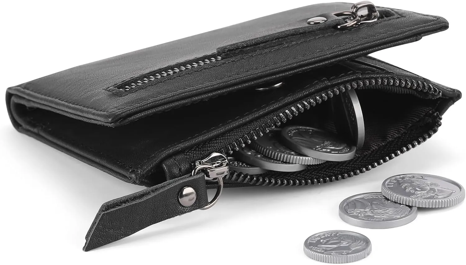 GAEKEAO Mens Wallet RFID Blocking - Genuine Leather Wallets for Men with Zipper RFID Wallet with Coin Pouch, Bifold Wallet with ID Window, Billeteras de Hombres