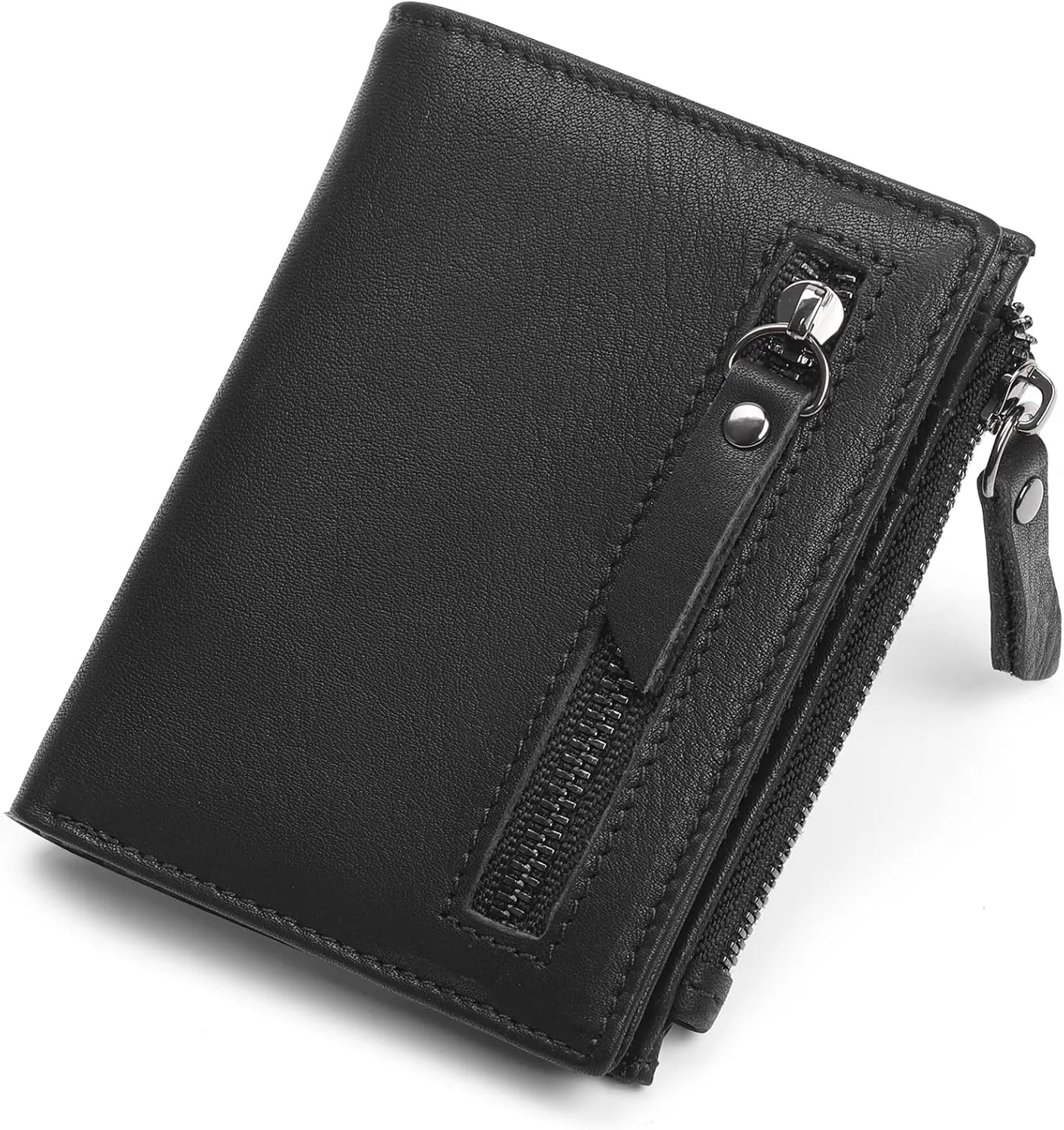 GAEKEAO Mens Wallet RFID Blocking - Genuine Leather Wallets for Men with Zipper RFID Wallet with Coin Pouch, Bifold Wallet with ID Window, Billeteras de Hombres