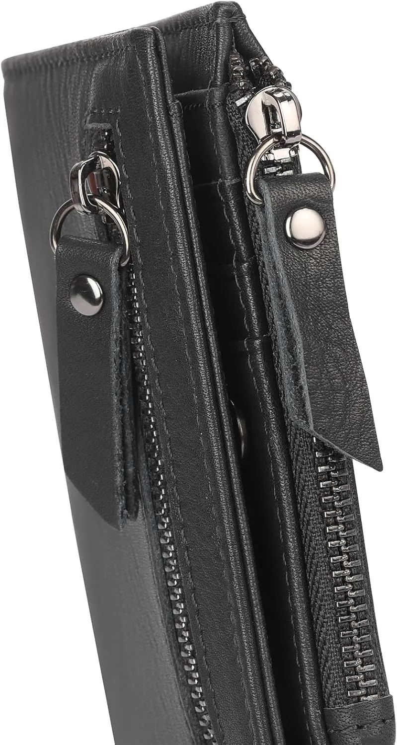 GAEKEAO Mens Wallet RFID Blocking - Genuine Leather Wallets for Men with Zipper RFID Wallet with Coin Pouch, Bifold Wallet with ID Window, Billeteras de Hombres