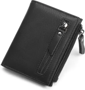 GAEKEAO Mens Wallet RFID Blocking - Genuine Leather Wallets for Men with Zipper RFID Wallet with Coin Pouch, Bifold Wallet with ID Window, Billeteras de Hombres